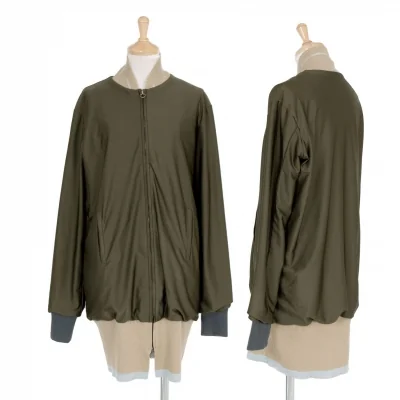 ヨウジヤマモト ファムYohji Yamamoto FEMME リブニット切り替えジャージージップブルゾン