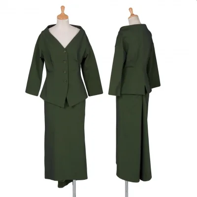 ジジリgigli ストレッチタフタ光沢デザインセットアップスーツ グリーン