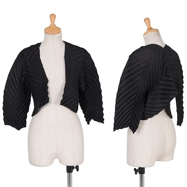 激安ブランド イッセイミヤケミーISSEY 黒F デザインプリーツボレロ me MIYAKE ジャケット・アウター