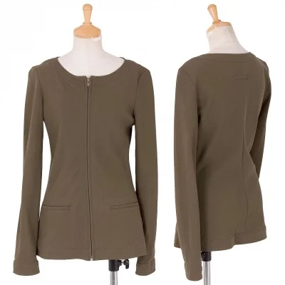 【SALE】ジャンポールゴルチエ ファムJean Paul GAULTIER FEMME ノーカラージップアップコットンジャケット カーキ