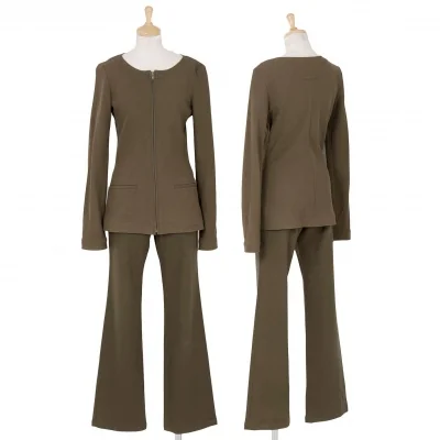 【SALE】ジャンポールゴルチエ ファムJean Paul GAULTIER FEMME ノーカラージャケットセットアップスーツ カーキ