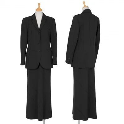 【SALE】ジャンポールゴルチエ ファムJean Paul GAULTIER FEMME クラッシュ加工デザインセットアップスーツ 黒