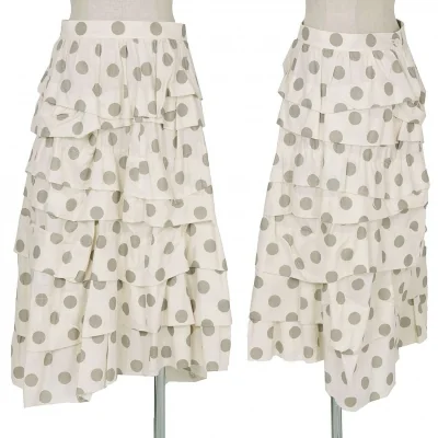 【SALE】トリコ コムデギャルソンtricot COMME des GARCONSコットンドットティアードスカート 生成りグレー