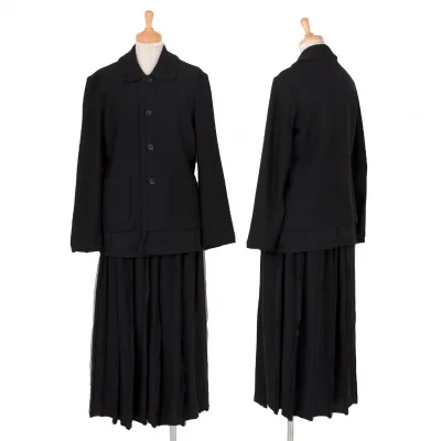 トリコ コムデギャルソンtricot COMME des GARCONS ウールレイヤードデザインラウンドカラーセットアップスーツ 黒