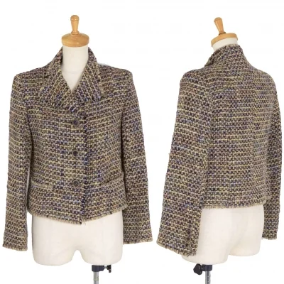 【SALE】ヨシエイナバyoshie inaba ラメマルチカラーニットジャケット ベージュ黒