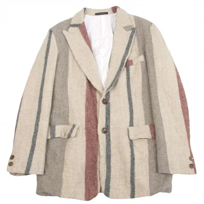 【最終値下げ】ワイズフォーメンY's for men 裏シャツ地ウールボーダー２Bジャケット