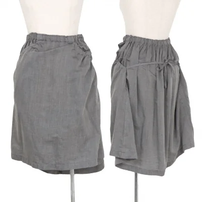 イッセイミヤケミーISSEY MIYAKE me ポケット口ドローコードスカート グレー