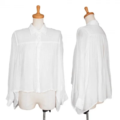 トリコ コムデギャルソンtricot COMME des GARCONS製品洗いリネン切替ギャザーフレアシャツ