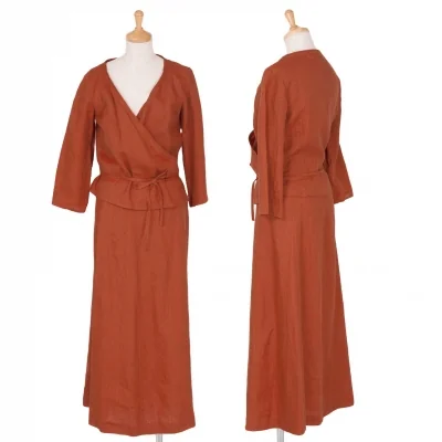 アニエスベーagnes b. カシュクールリネンセットアップ 赤茶