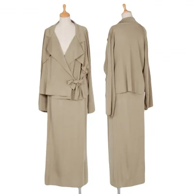 【SALE】イッセイミヤケ ペルマネンテISSEY MIYAKEPERMANENTE ドレープ変形カーディガンセットアップスーツ モカベージュ