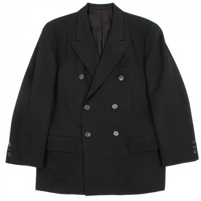 【SALE】ワイズフォーメンY's for men ウールギャバピークドラペルダブルジャケット 黒