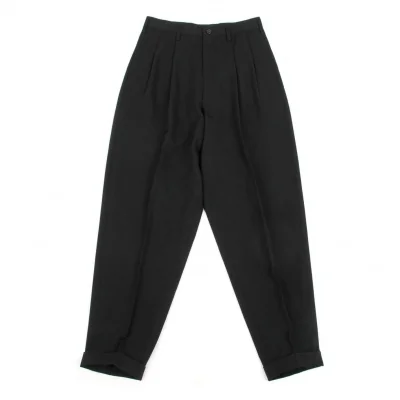 【SALE】ワイズフォーメンY's for men ウールギャバ2タック裾ダブルパンツ 黒