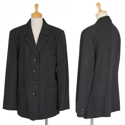 マドモアゼルノンノンMademoiselle NON NON アンゴラ霜降りデザイン4Bジャケット チャコール