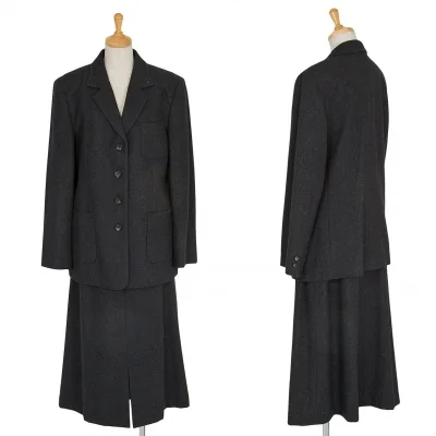 マドモアゼルノンノンMademoiselle NON NON アンゴラ霜降りデザイン4Bジャケットセットアップスーツ チャコール