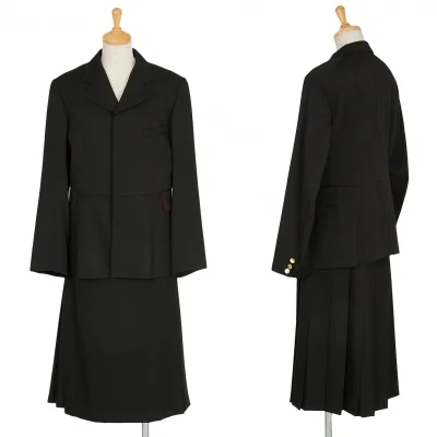 ローブドシャンブル コムデギャルソンrobe de chambre COMME des GARCONS ウールギャバ比翼セットアップスーツ 黒