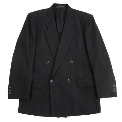 コムデギャルソンオムCOMME des GARCONS HOMME  ウールストライプダブルボタンジャケット 黒他