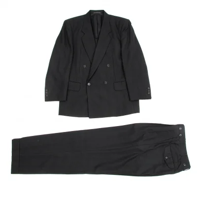 コムデギャルソンオムCOMME des GARCONS HOMME  ウールストライプダブルボタンセットアップスーツ 黒他