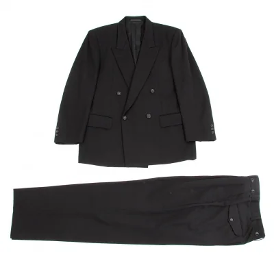 コムデギャルソンオムCOMME des GARCONS HOMME ウールギャバピークドラペルダブルセットアップスーツ 黒