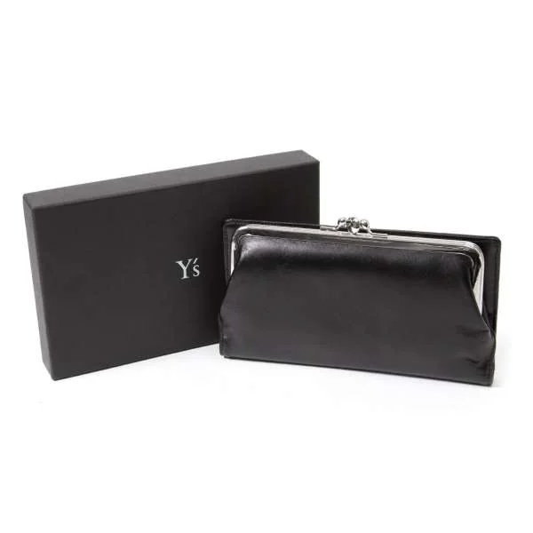 新品!ワイズY's がま口合体レザー長財布 黒 | DCブランド古着