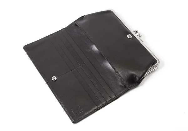 新品!ワイズY's がま口合体レザー長財布 黒 | DCブランド古着