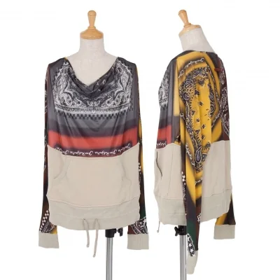 【最終値下げ】ジャンポールゴルチエJean Paul GAULTIER レーヨンポリプリント切替トレーナードッキングトップス グレー茶赤他