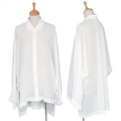 イッセイミヤケISSEY MIYAKE 切り込みデザインシフォンドルマンブラウス