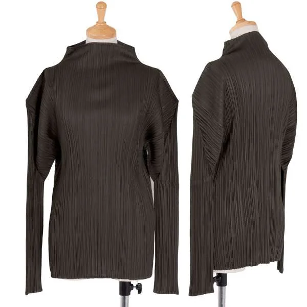 SALE】プリーツプリーズPLEATS PLEASE ハイネックカットソー こげ茶3