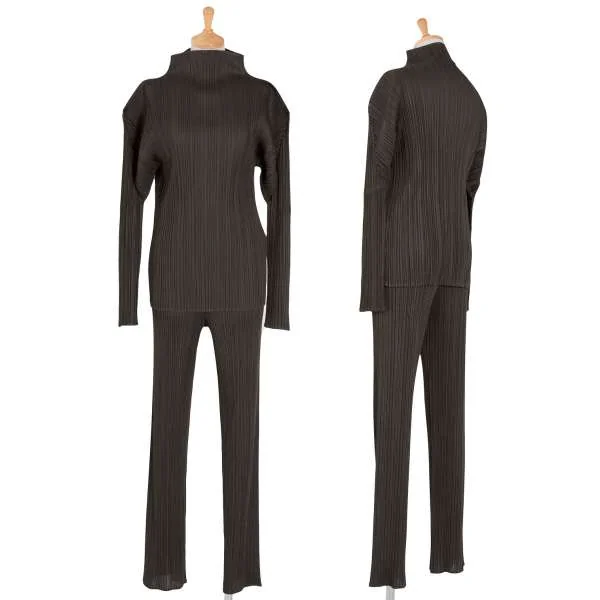 SALE】プリーツプリーズPLEATS PLEASE ハイネックカットソー こげ茶3