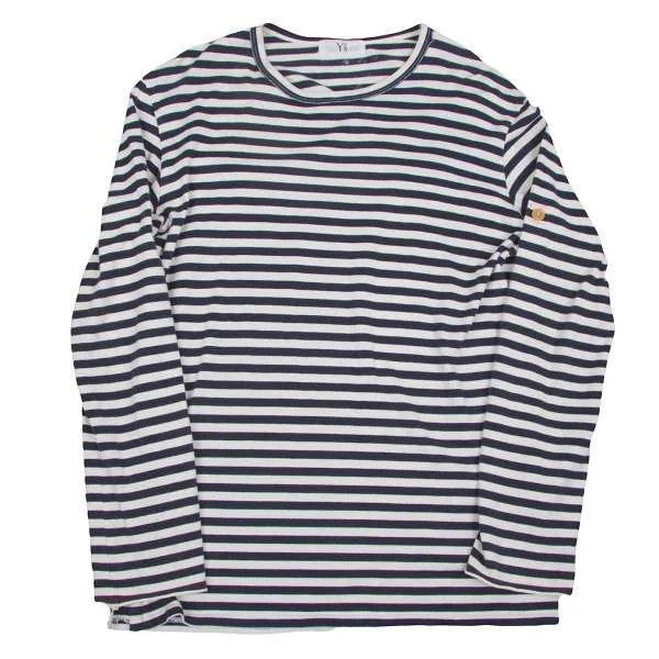 【SALE】ワイズフォーメンY's for men 袖ロールアップデザイン抜染ボーダーカットソー 濃紺白