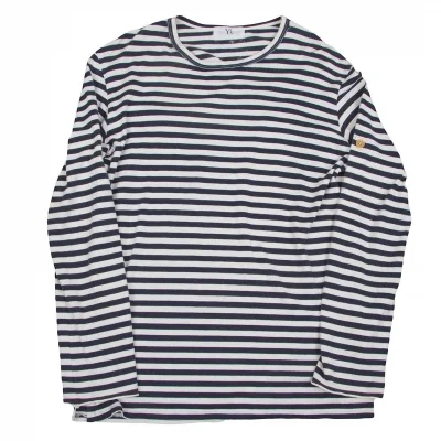 【SALE】ワイズフォーメンY's for men 袖ロールアップデザイン抜染ボーダーカットソー 濃紺白