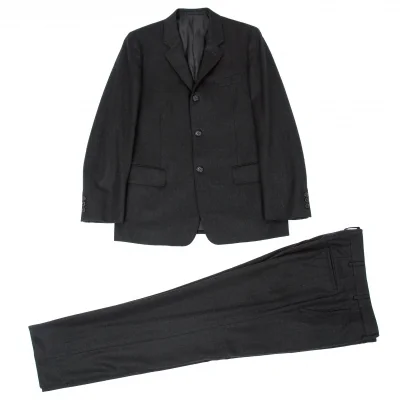 コムデギャルソン オムドゥCOMME des GARCONS HOMME DEUX ウールナイロン３Bセットアップスーツ チャコールグレー