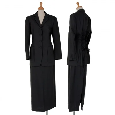 ジャンポールゴルチエクラシックJean Paul GAULTIER バックレースアップ４Bセットアップスーツ 黒