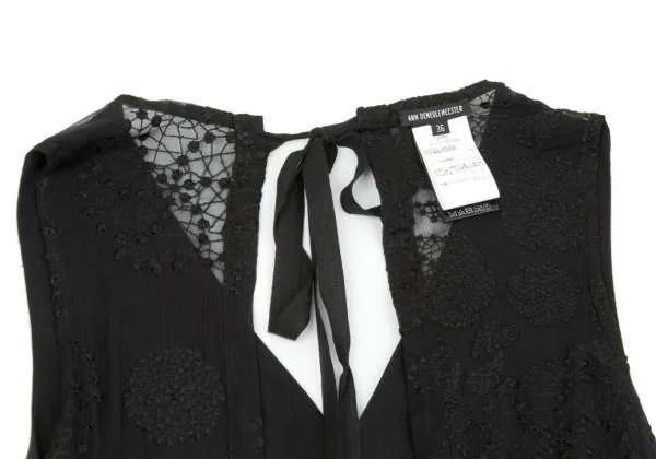 Ann demeulemeester シルクベスト アンドゥムルメステールANN DEMEULEMEESTER シルクレース刺繍切替