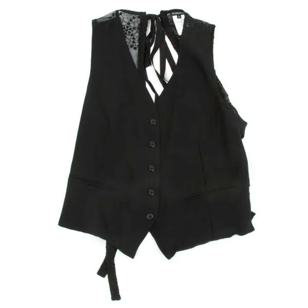 Ann demeulemeester シルクベスト アンドゥムルメステールANN DEMEULEMEESTER シルクレース刺繍切替