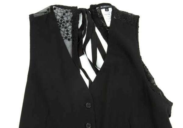 Ann demeulemeester シルクベスト アンドゥムルメステールANN DEMEULEMEESTER シルクレース刺繍切替