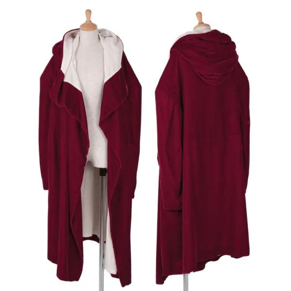 COMME des GARCONS Velor button less Hoodie coat Bordeaux F K-34084_001