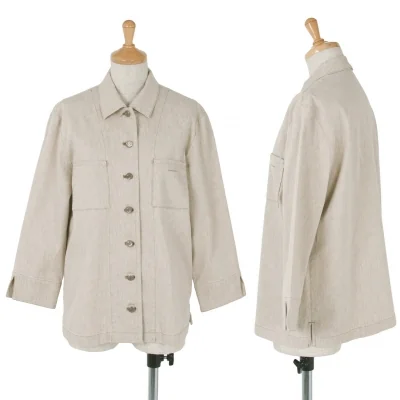 【最終値下げ】マドモアゼルノンノンMademoiselle NON NON コットンリネンシャツジャケット ベージュ