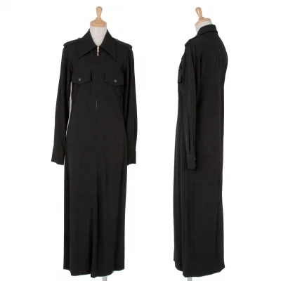 【SALE】グッチGUCCI ミリタリーシャツデザインワンピース M位 黒