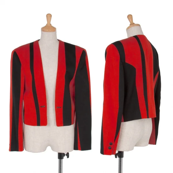 コムデギャルソンCOMME des GARCONSウールバイカラーストライプショートジャケット