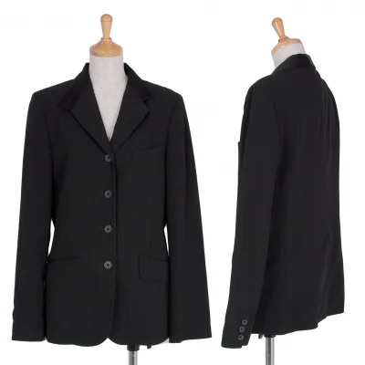 マーガレットハウエルMARGARET HOWELL ラペル切替ウールジャケット 黒