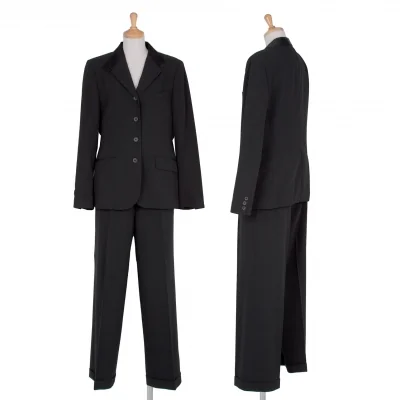 マーガレットハウエルMARGARET HOWELL ラペル切替ウールストレッチセットアップスーツ 黒