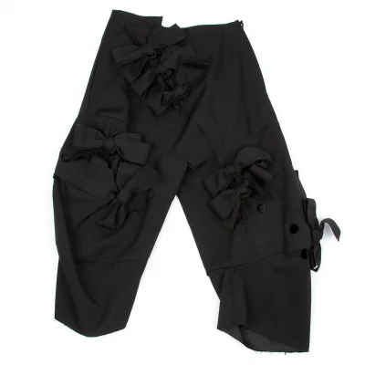 【SALE】コムデギャルソンCOMME des GARCONS ウールギャバリボン装飾ボンディング穴あきパンツ