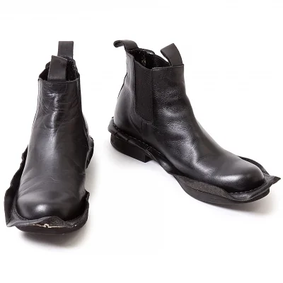 コムデギャルソンCOMME des GARCONS レザー裁ち切りサイドゴアブーツ
