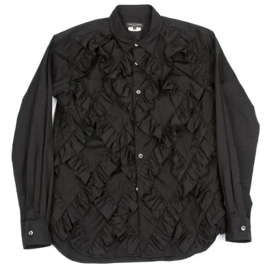 コムデギャルソン オムプリュスCOMME des GARCONS HOMME PLUS ダイヤキルトフリル装飾長袖シャツ