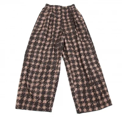イッセイミヤケISSEY MIYAKE石目模様2タックコットンワイドパンツ 黒茶