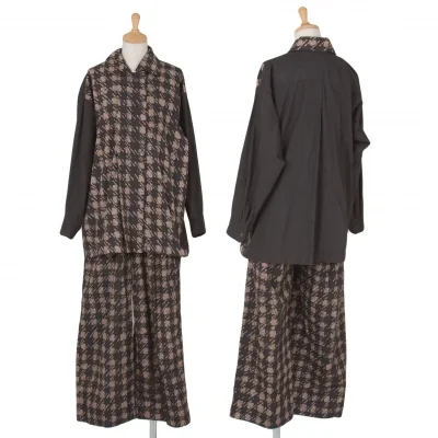 イッセイミヤケISSEY MIYAKE石目模様セットアップスーツ 黒茶