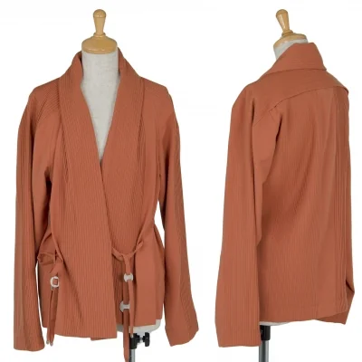 【SALE】イッセイミヤケISSEY MIYAKEウールラグランプリーツデザインジャケット オレンジ