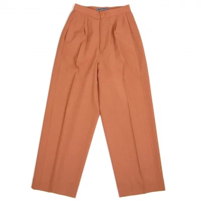 【SALE】イッセイミヤケISSEY MIYAKEサイドプリーツ切替ウールタックパンツ オレンジ