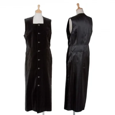 【SALE】トリコ コムデギャルソンtricot COMME des GARCONSベロア切替ノースリーブワンピース 黒