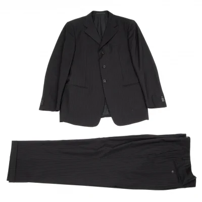 【SALE】アルマーニ コレッツィオーニARMANI COLLEZIONI ウールストライプセットアップスーツ 黒